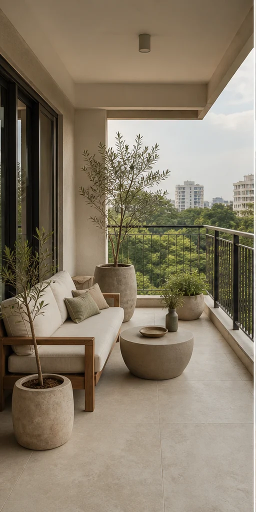 Balcony interior in the Serene Minimal style