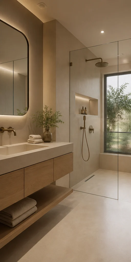 Bathroom interior in the Serene Minimal style