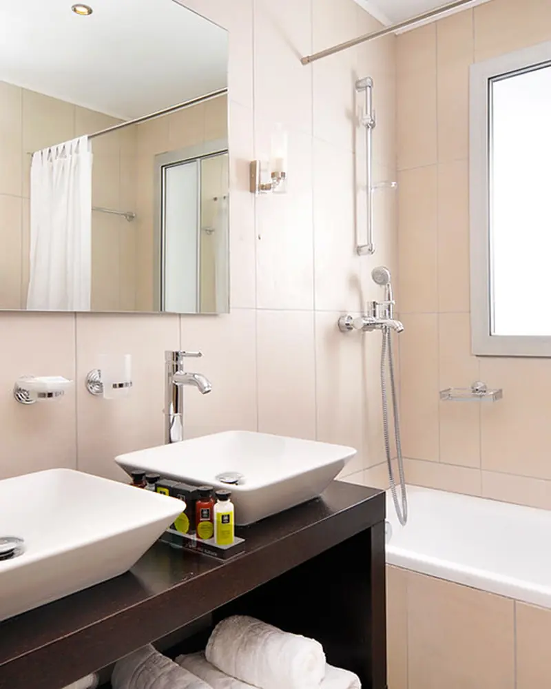 Bathroom interior in the Indo-Scandinavian style