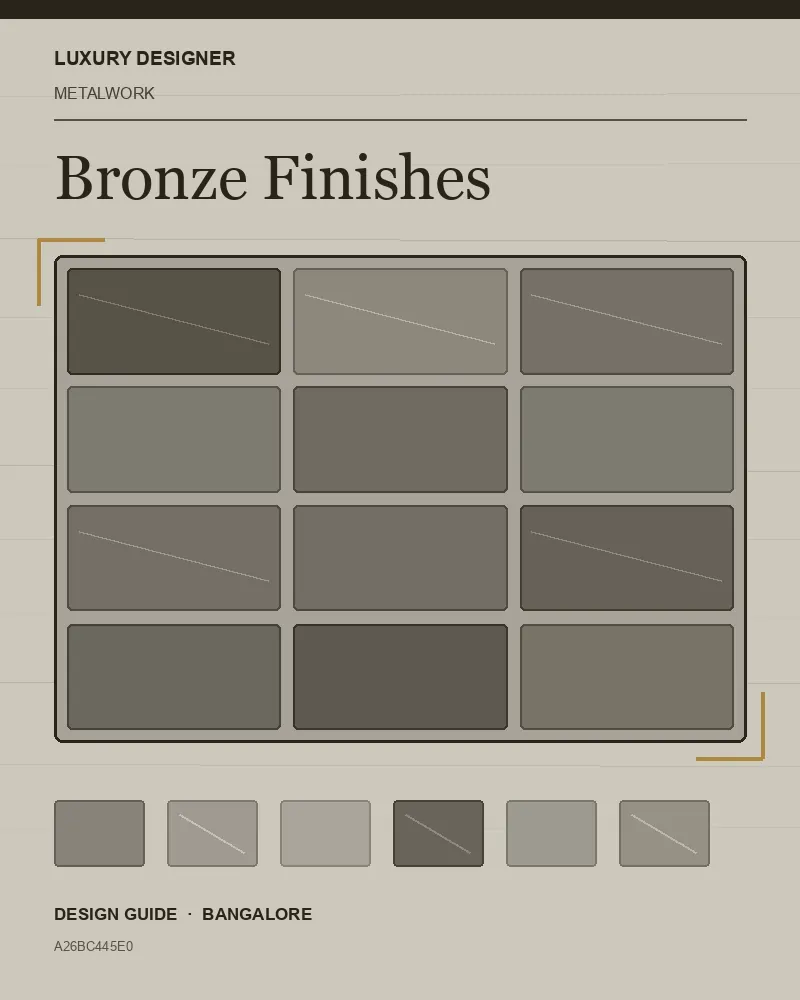 Original editorial cover for Bronze Finishes, an interior design guide for Indian homes