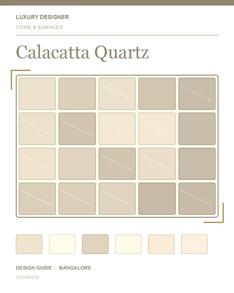 Original editorial cover for Calacatta Quartz, an interior design guide for Indian homes