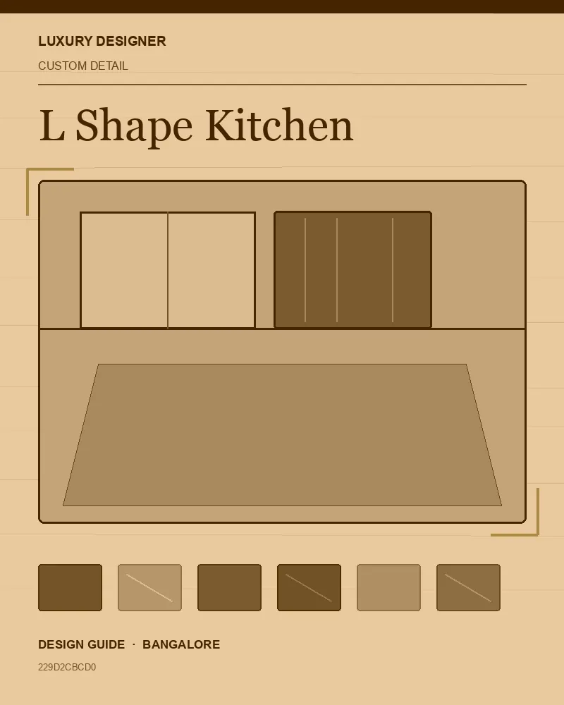 Original editorial cover for L Shape Kitchen, an interior design guide for Indian homes