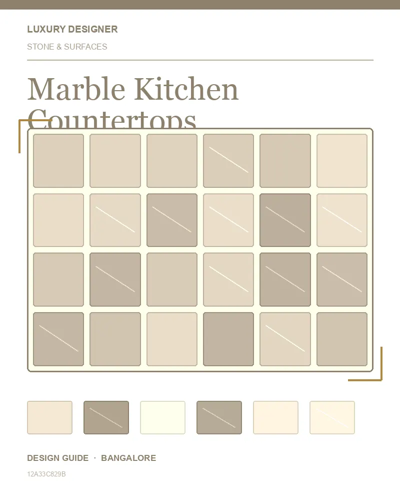 Original editorial cover for Marble Kitchen Countertops, an interior design guide for Indian homes