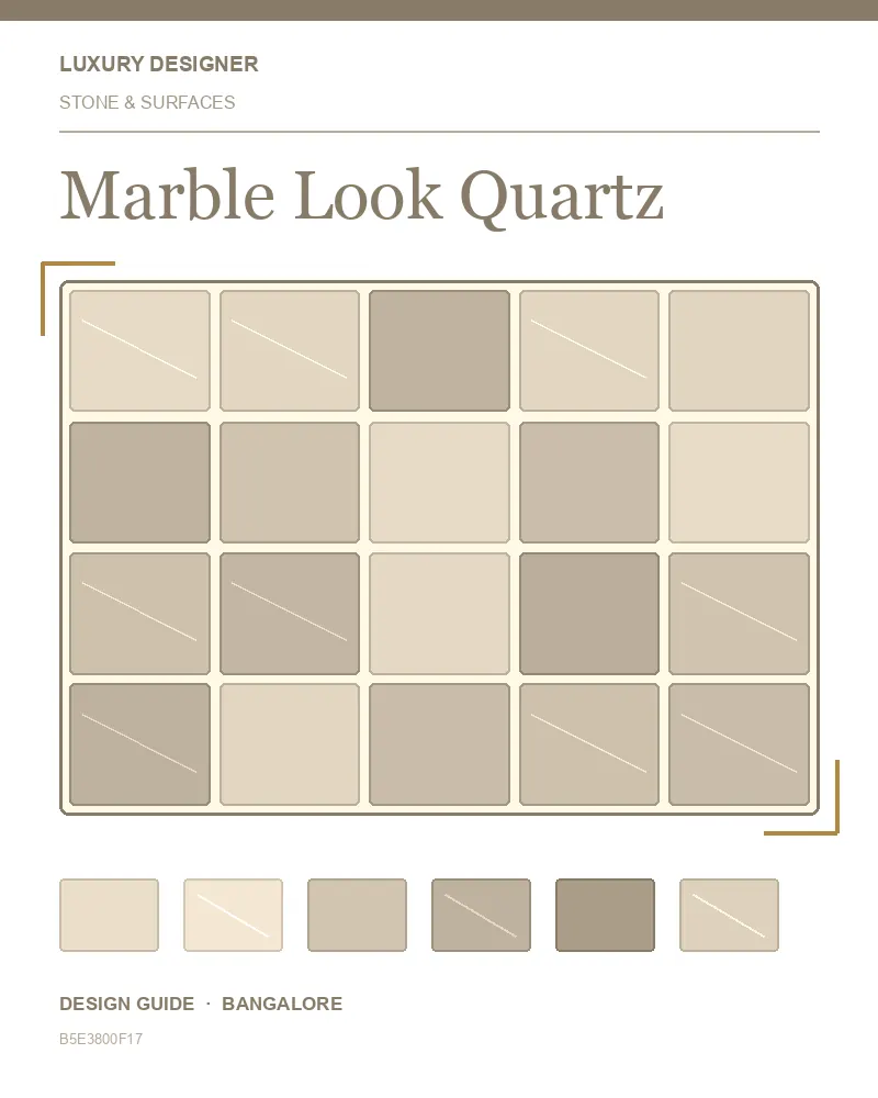 Original editorial cover for Marble Look Quartz, an interior design guide for Indian homes