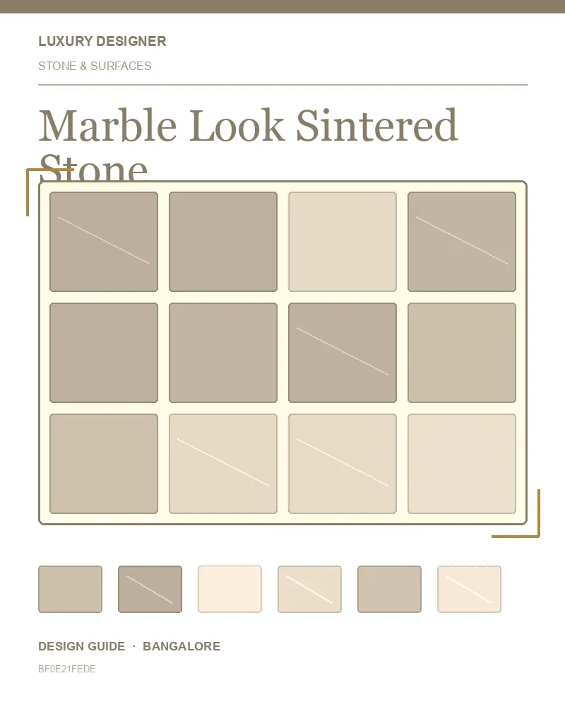 Original editorial cover for Marble Look Sintered Stone, an interior design guide for Indian homes