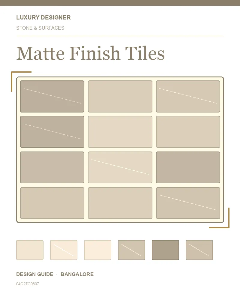Original editorial cover for Matte Finish Tiles, an interior design guide for Indian homes