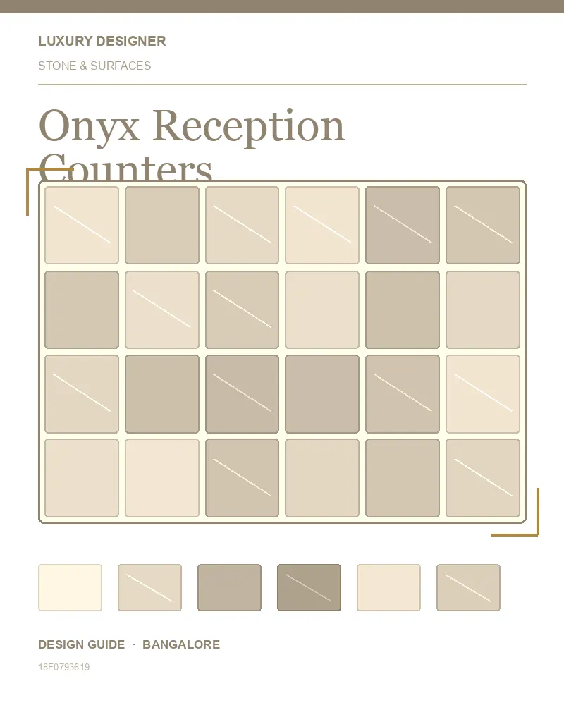 Original editorial cover for Onyx Reception Counters, an interior design guide for Indian homes