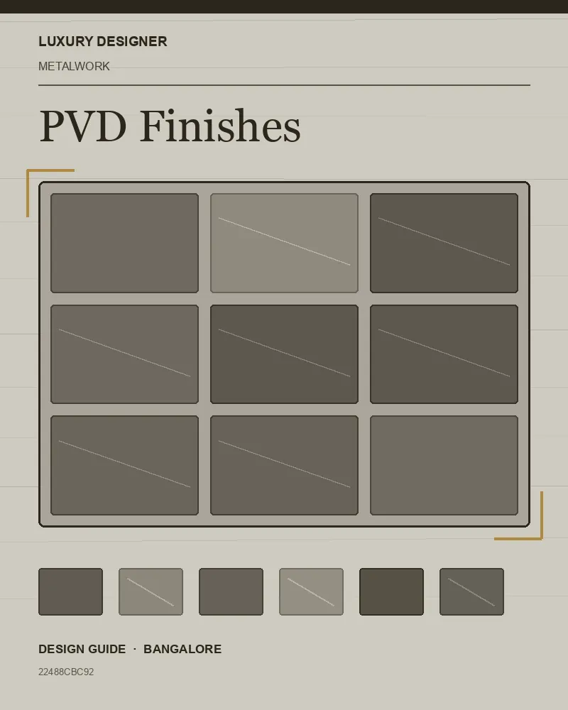 Original editorial cover for PVD Finishes, an interior design guide for Indian homes
