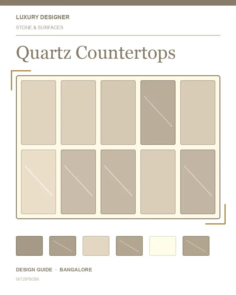 Original editorial cover for Quartz Countertops, an interior design guide for Indian homes