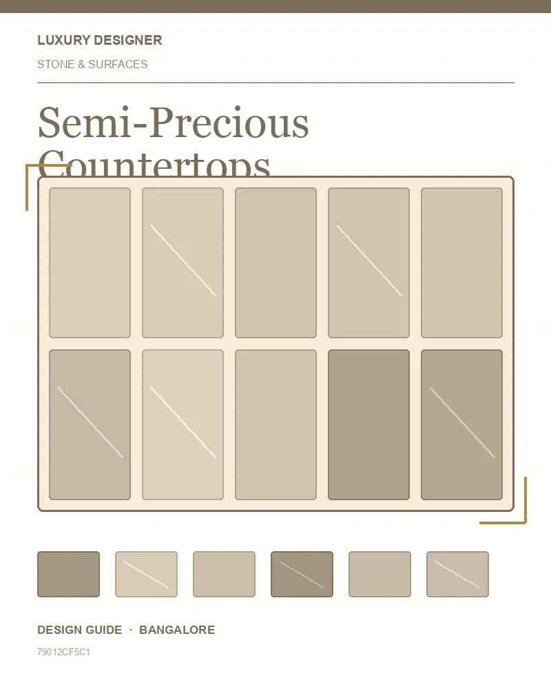 Original editorial cover for Semi-Precious Countertops, an interior design guide for Indian homes