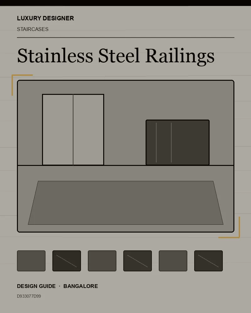 Original editorial cover for Stainless Steel Railings, an interior design guide for Indian homes