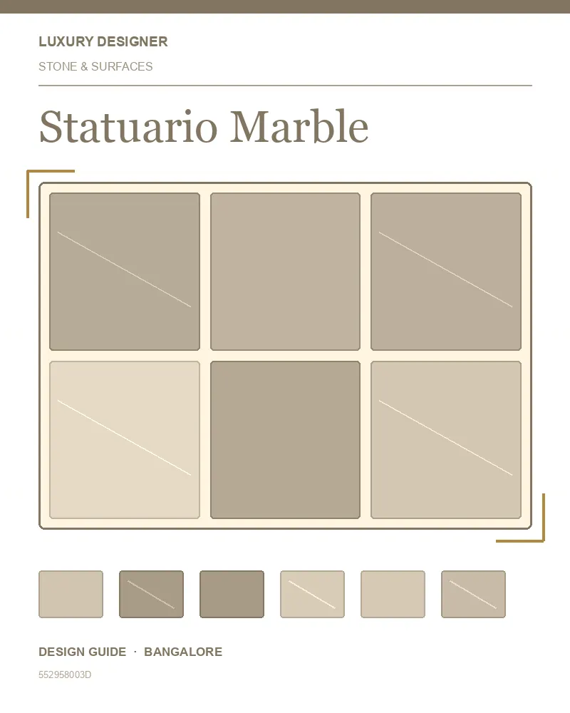 Original editorial cover for Statuario Marble, an interior design guide for Indian homes