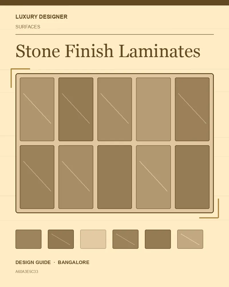 Original editorial cover for Stone Finish Laminates, an interior design guide for Indian homes