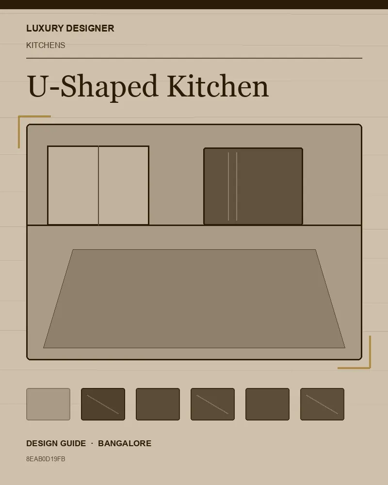 Original editorial cover for U-Shaped Kitchen, an interior design guide for Indian homes