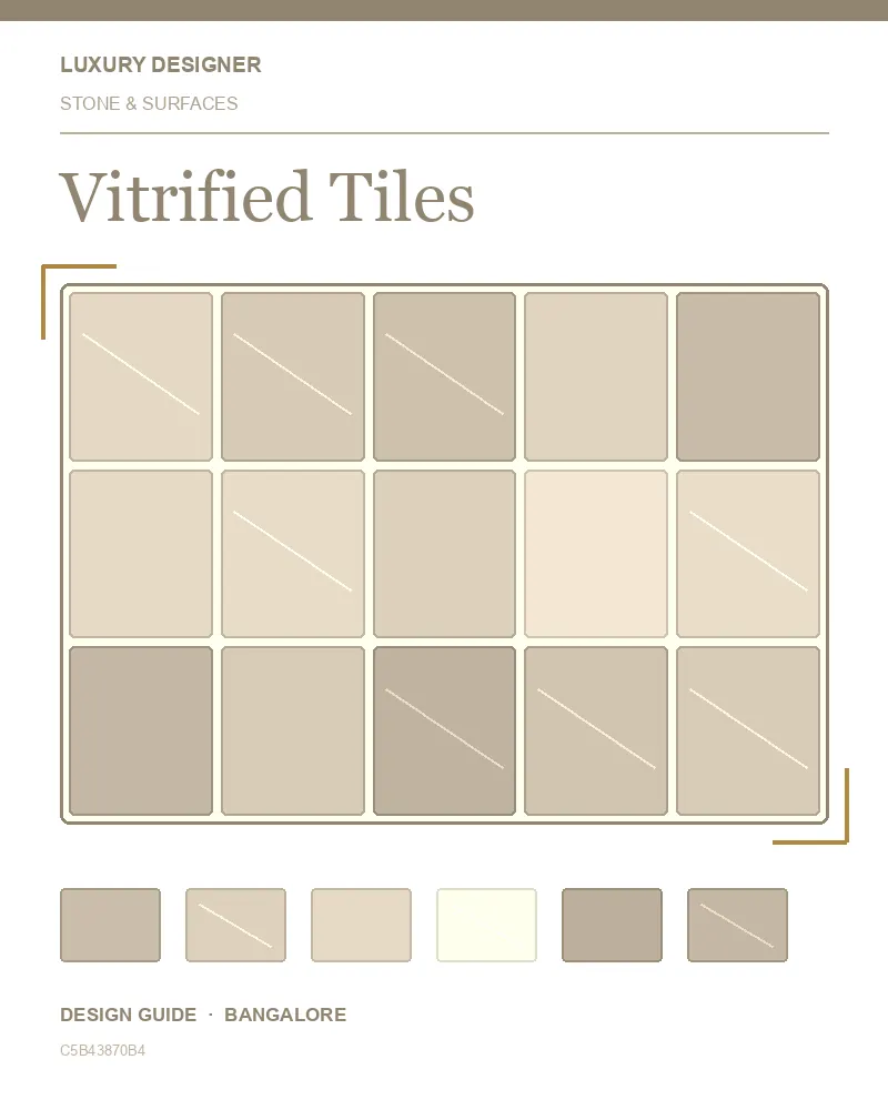 Original editorial cover for Vitrified Tiles, an interior design guide for Indian homes
