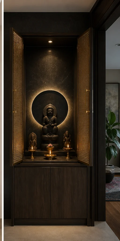 Pooja Room interior in the Bold Contemporary style