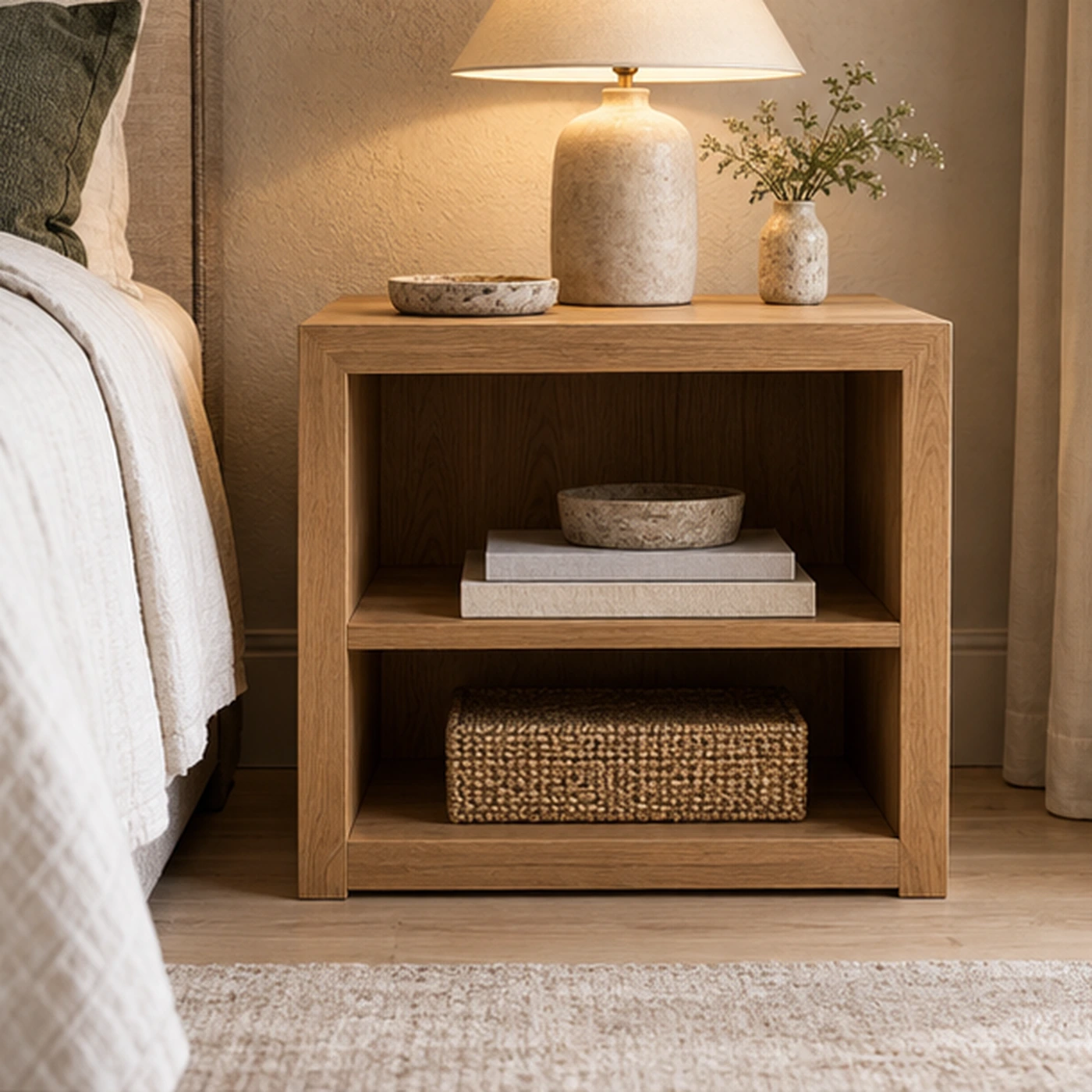Minimal Oak Bedside Table