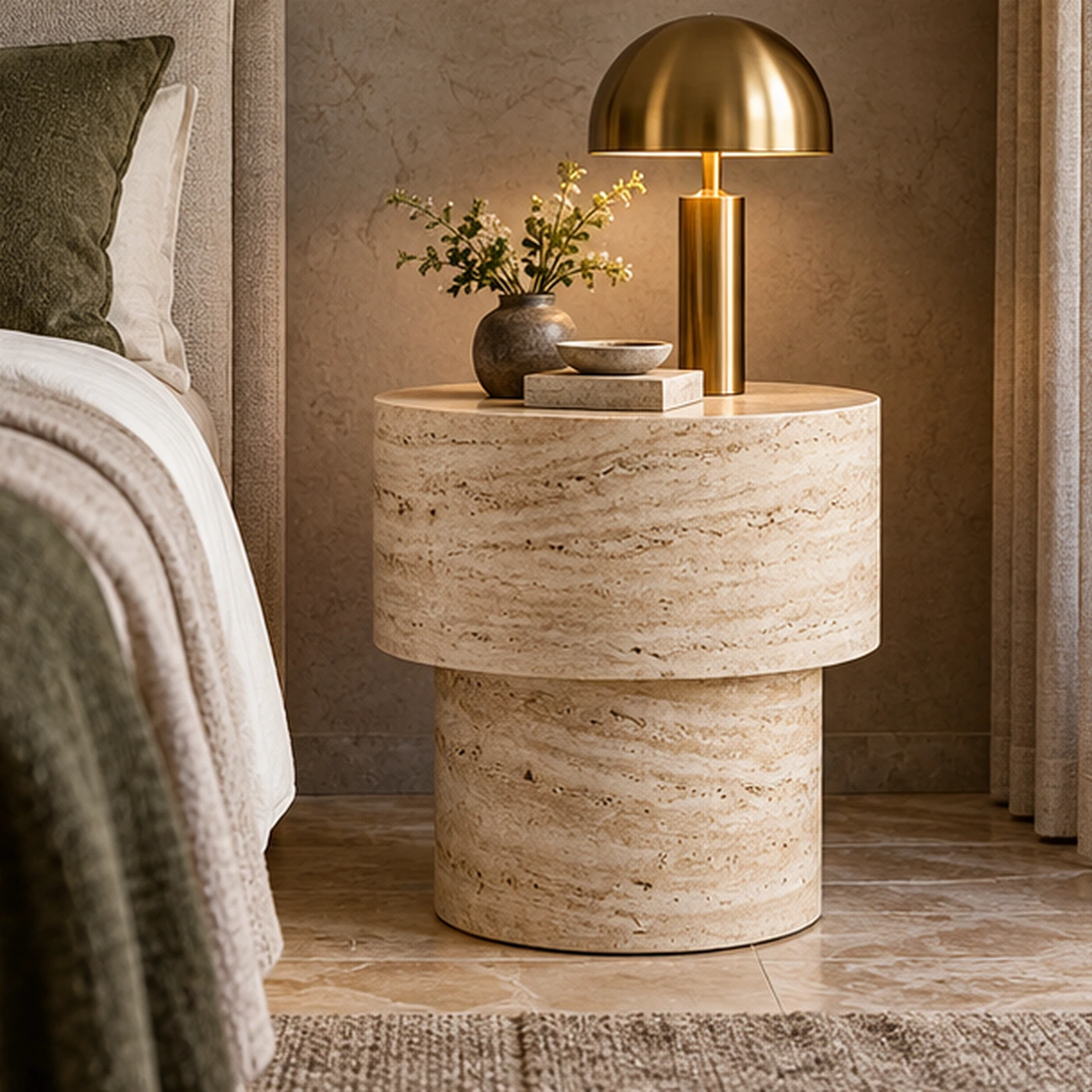 Pedestal Drum Bedside Table