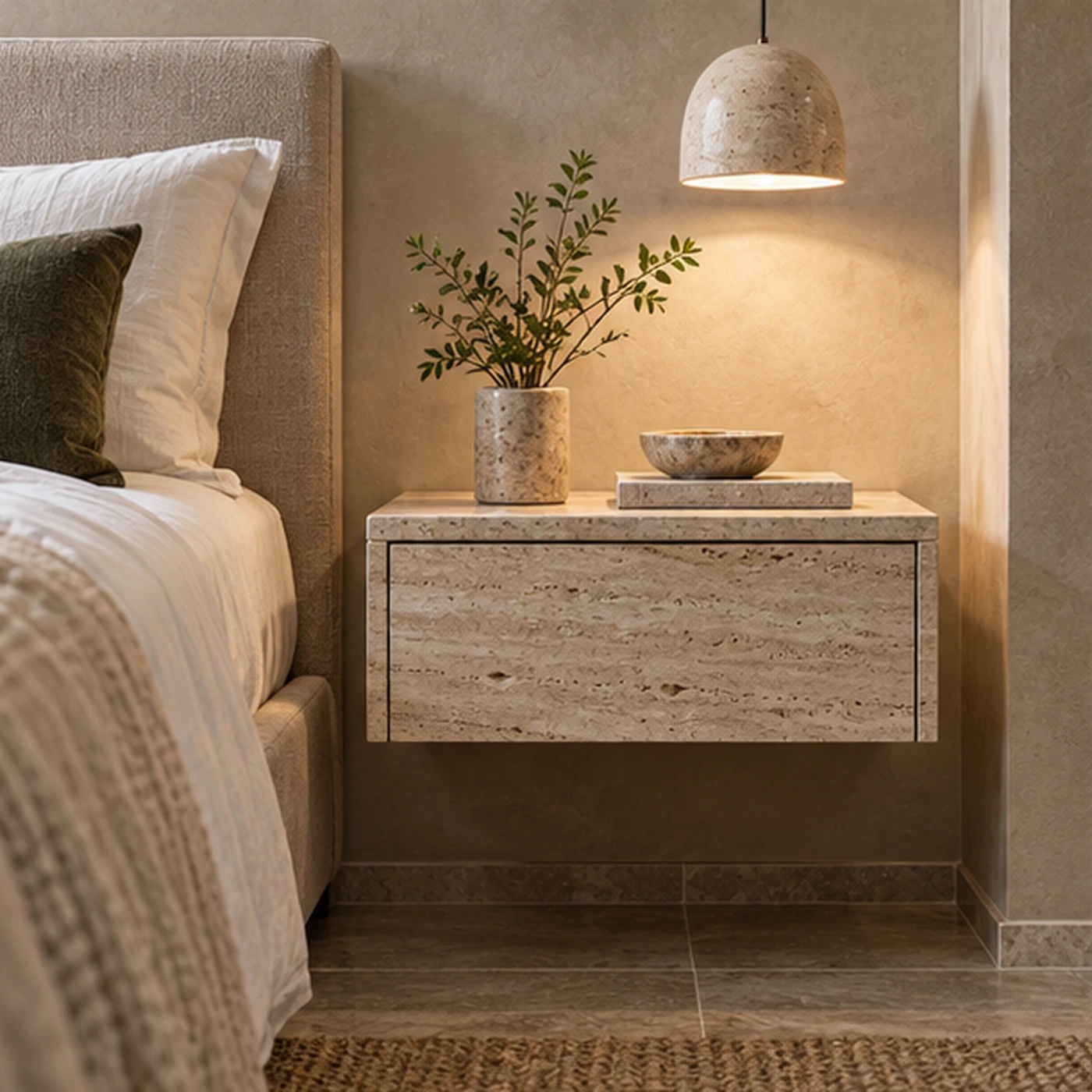 Stone Floating Bedside Table