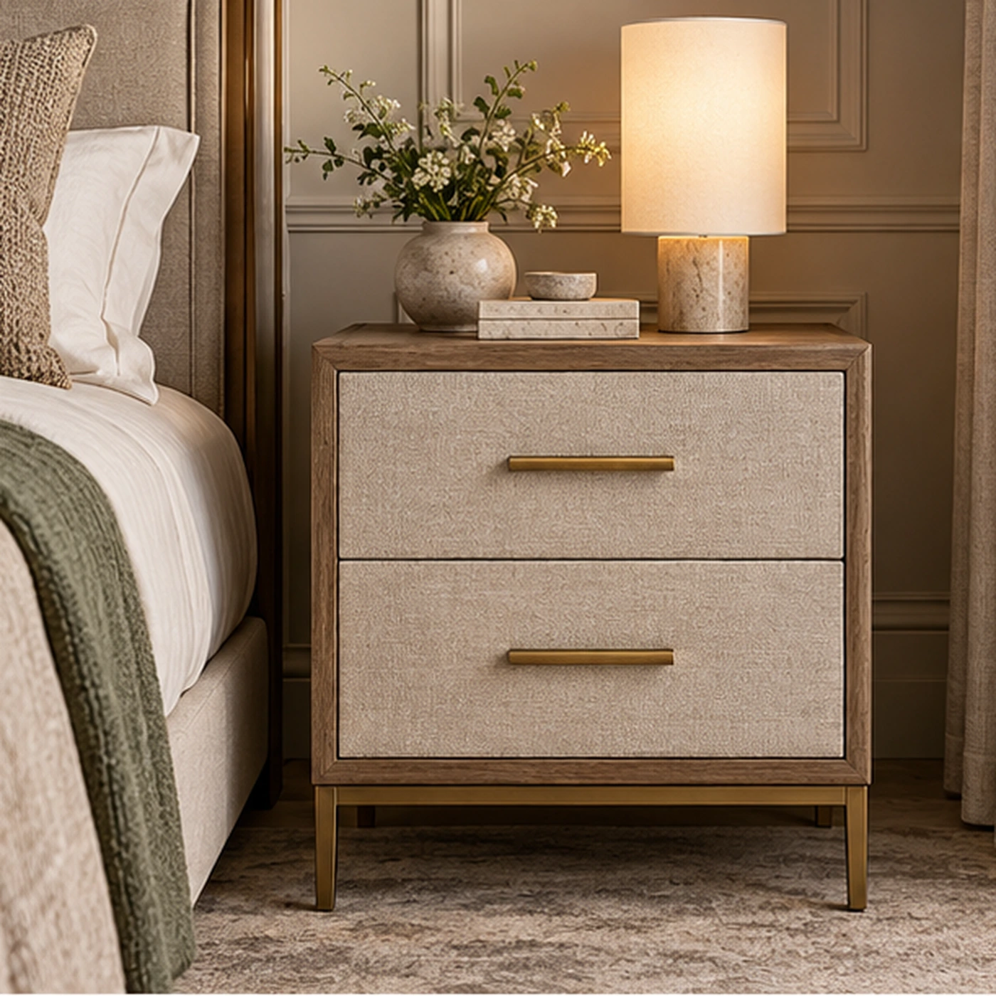 Upholstered Panel Bedside Table