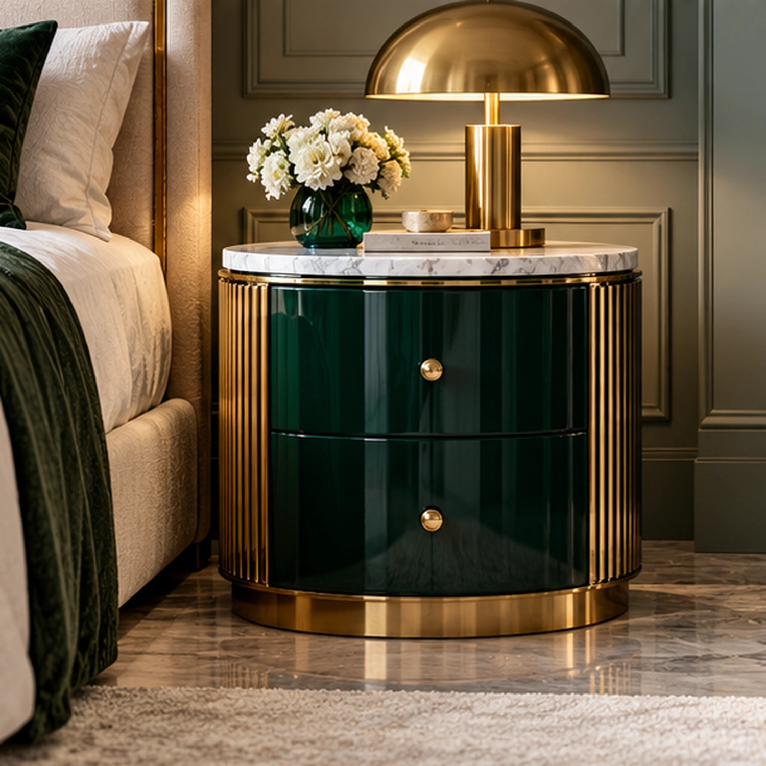 Bedside Tables interior in the Art Deco Glam style