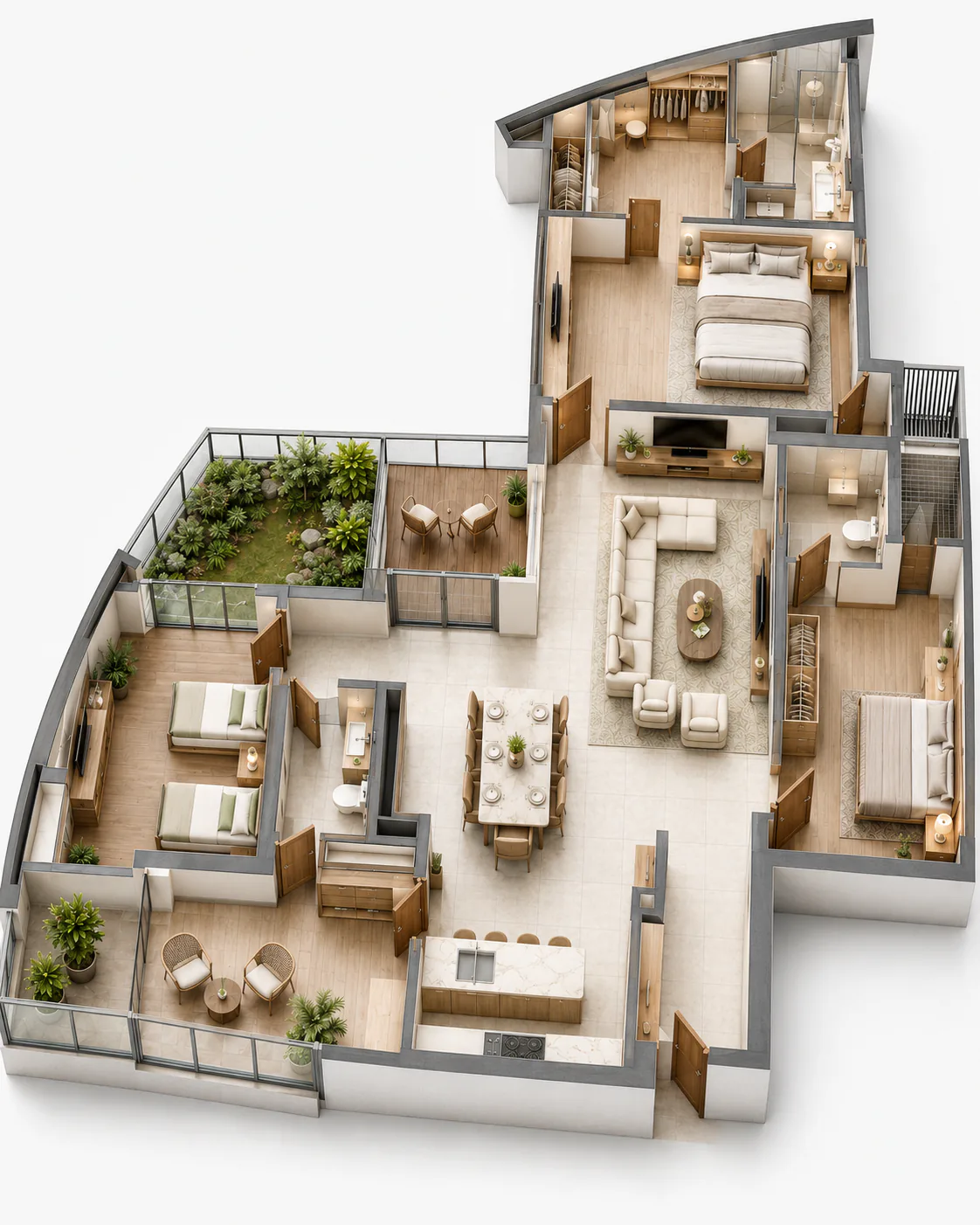Cutaway plan of the C20 residence in the ivory palette