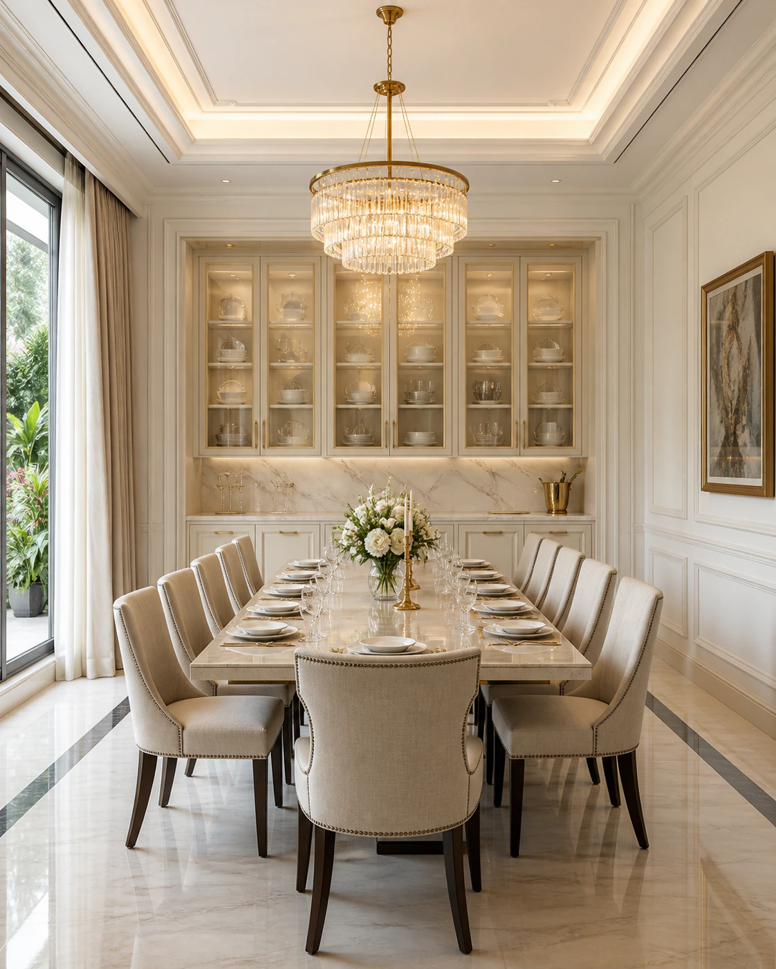 Dining Room interior in the Classic Luxe style