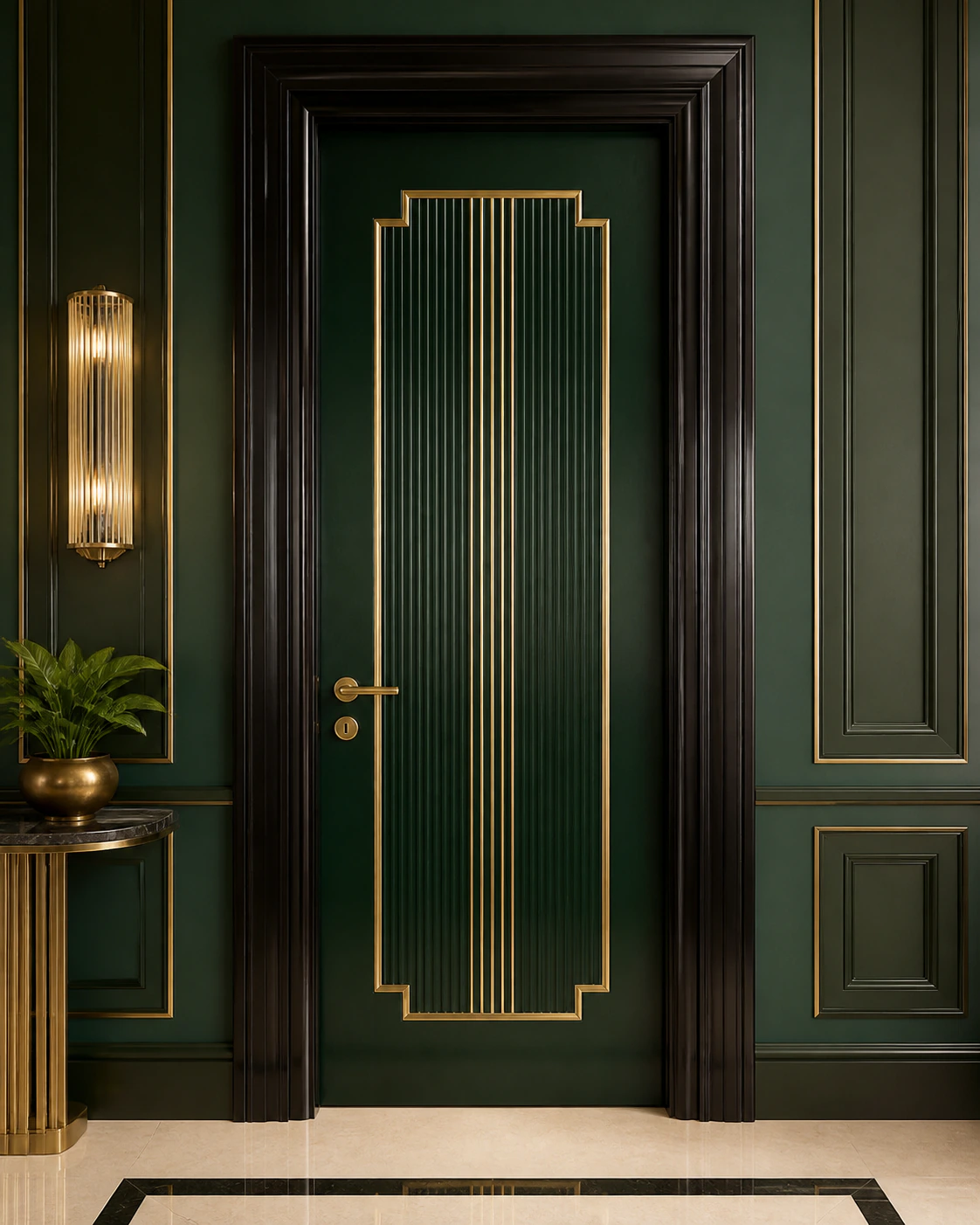 Door interior in the Art Deco Glam style