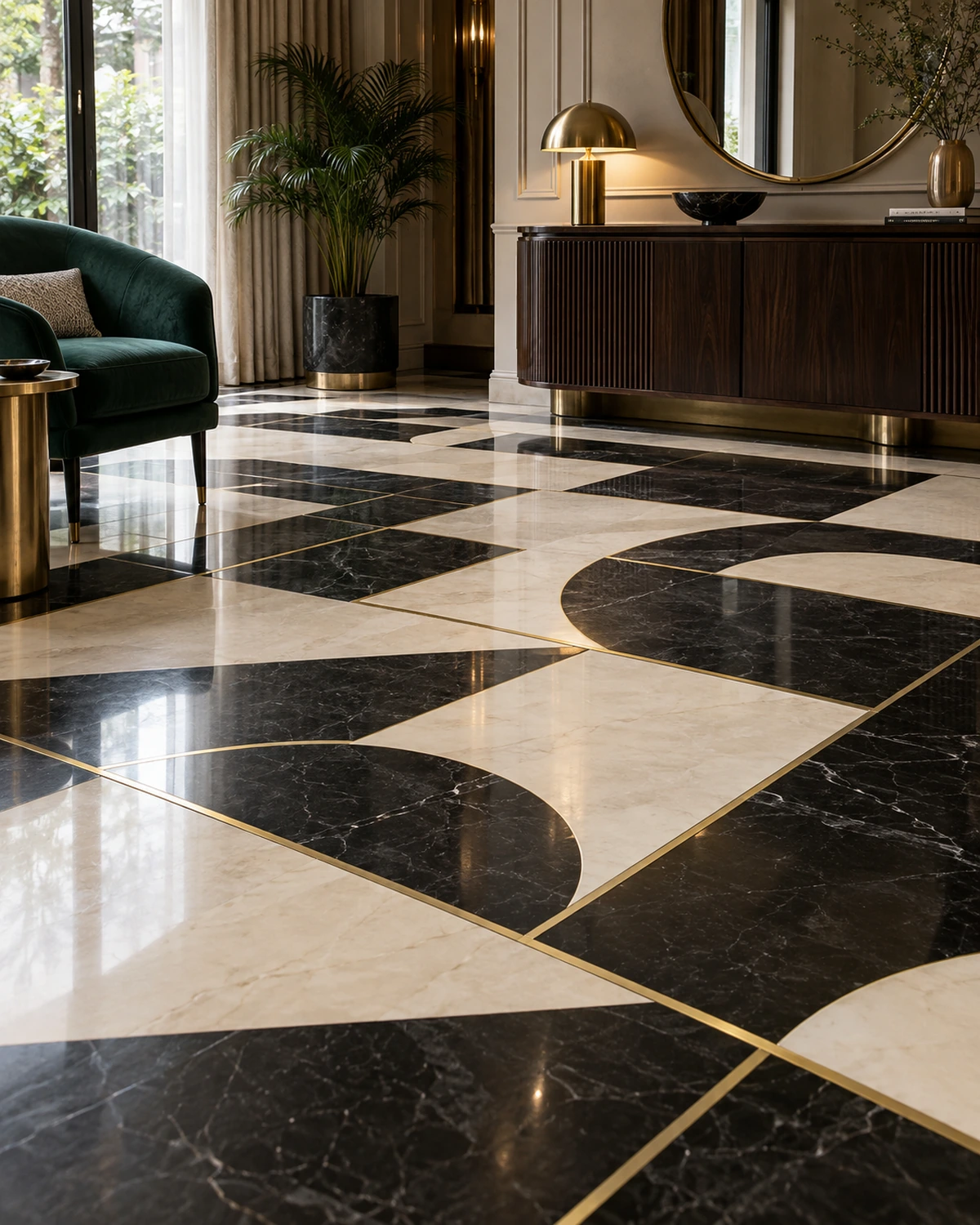 Flooring interior in the Art Deco Glam style