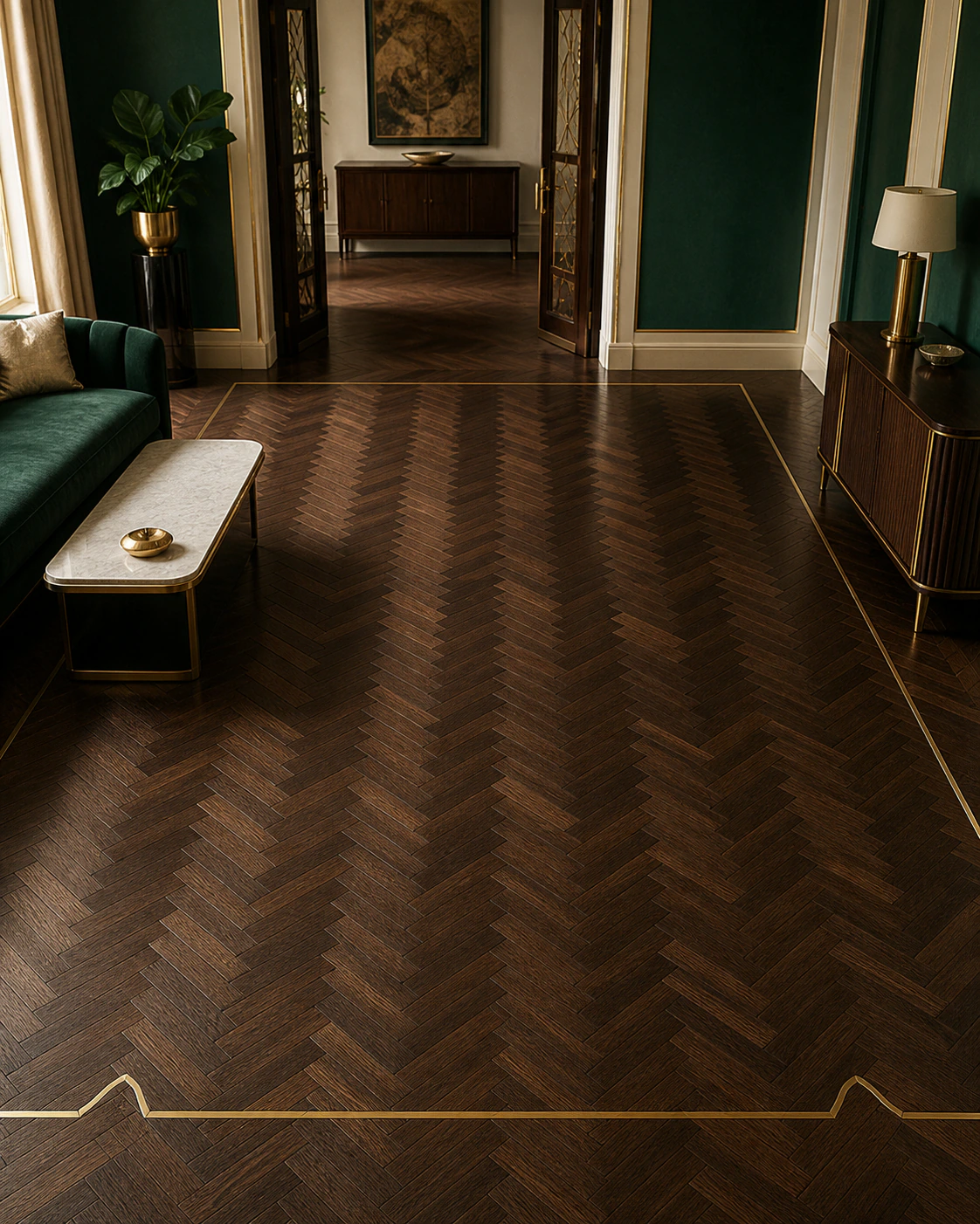 Flooring interior in the Art Deco Glam style