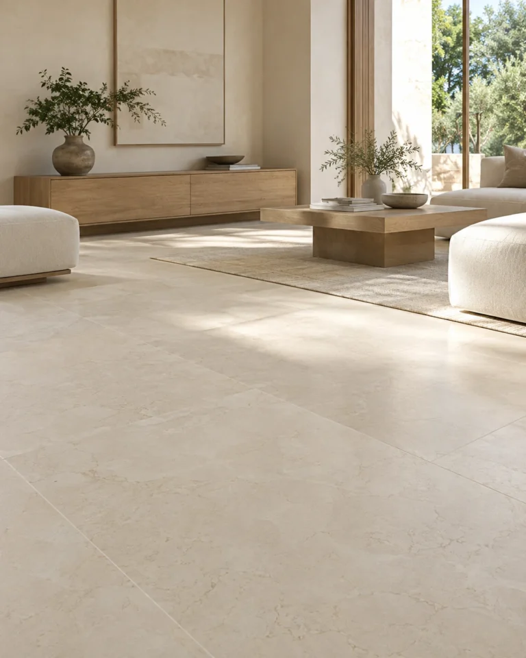 Serene Minimal flooring design, large-format porcelain layout, for a home in Koramangala