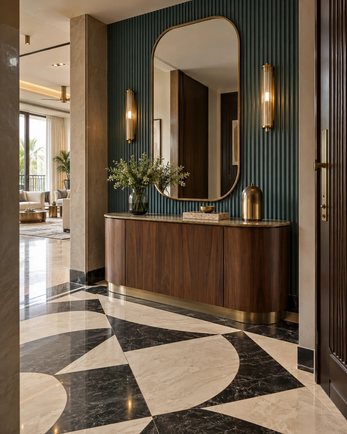 Foyer in the Art Deco Glam style