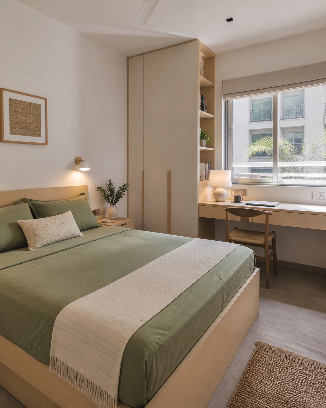Guest Bedroom interior in the Indo-Scandinavian style