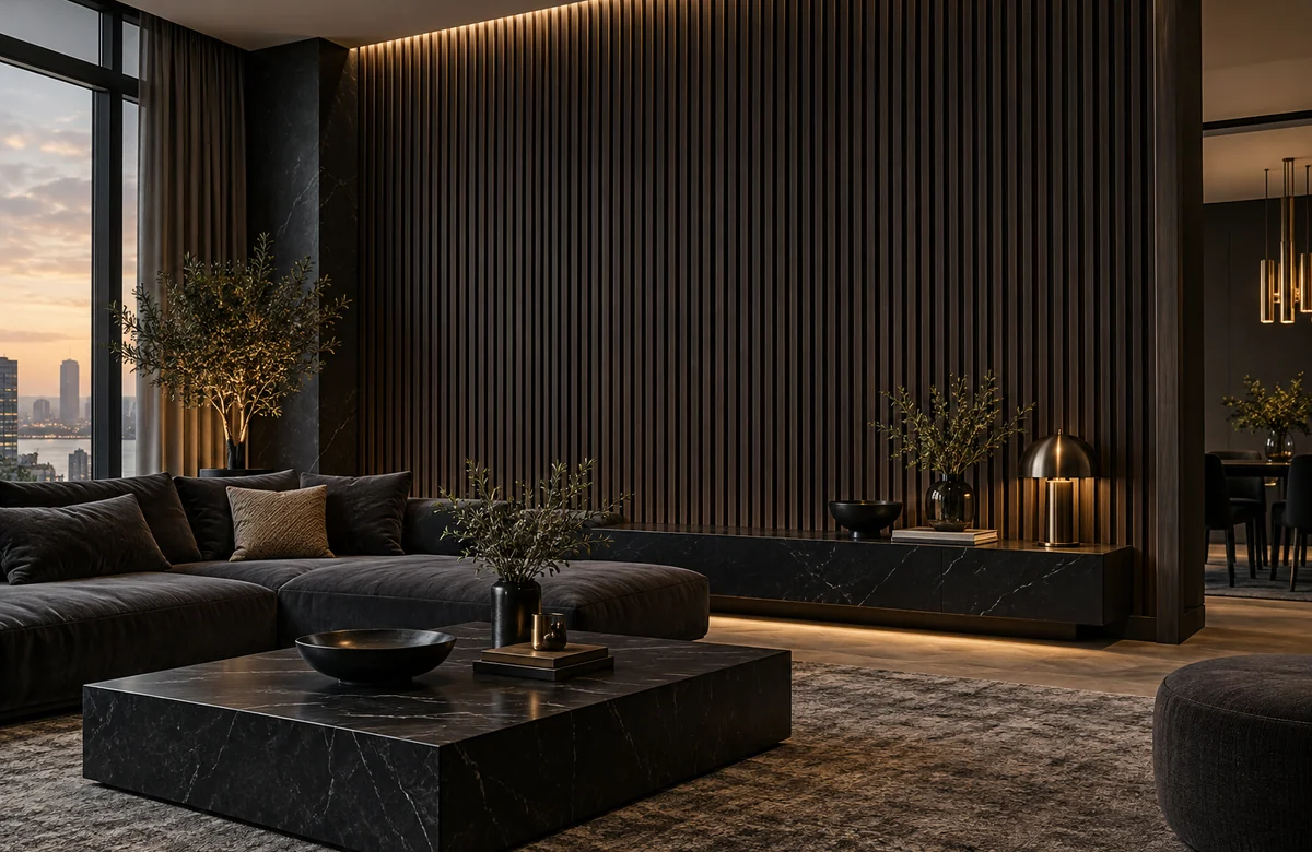 Bold WPC Wall Panels in smoked walnut