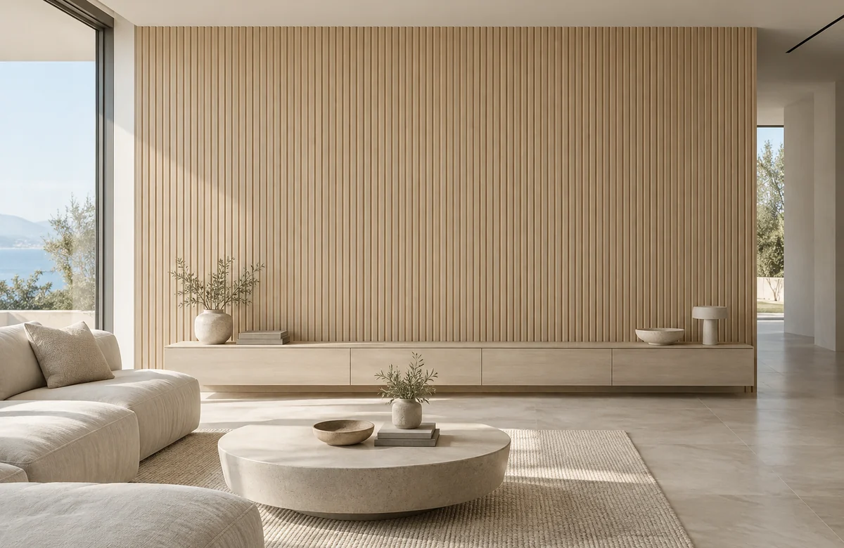 Minimal WPC Wall Panels in pale oak