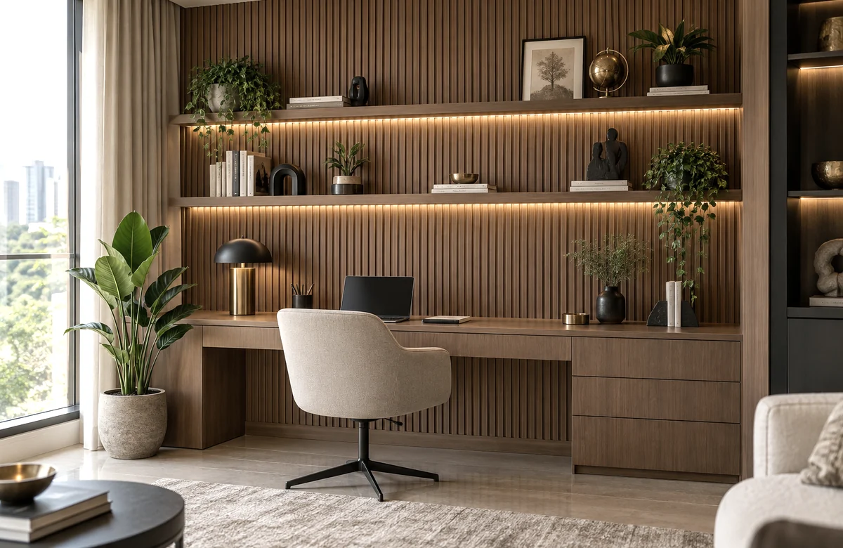 Scandi WPC Wall Panels with light timber and daylight