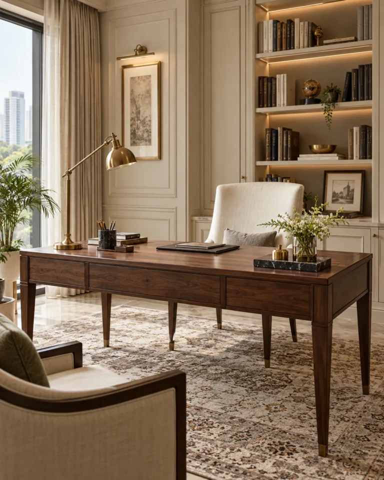 Commercial Home Interior Designer in Koramangala: Classic Luxe home office design