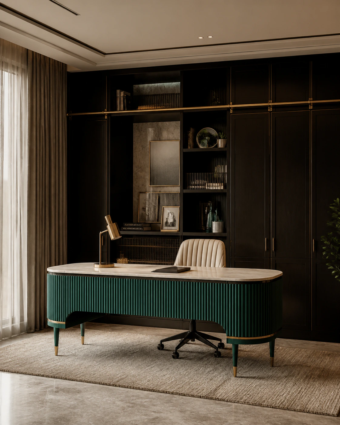 Home Office interior in the Art Deco Glam style