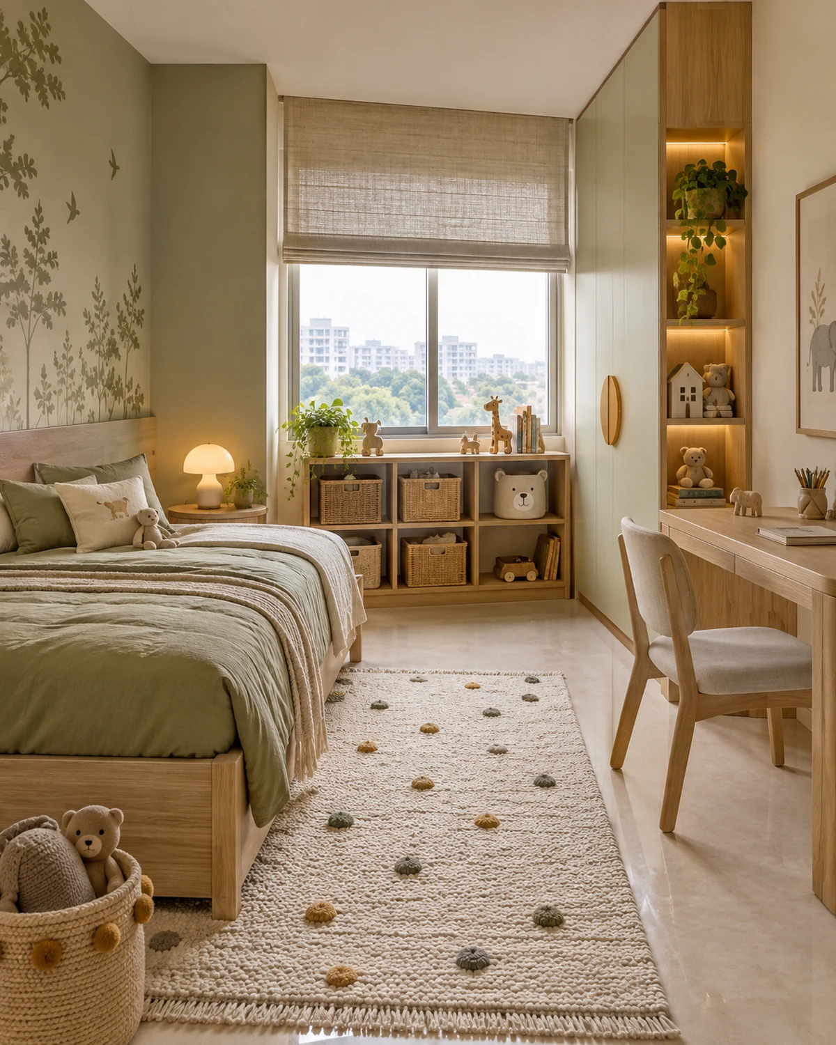 Kids Bedroom interior in the Indo-Scandinavian style