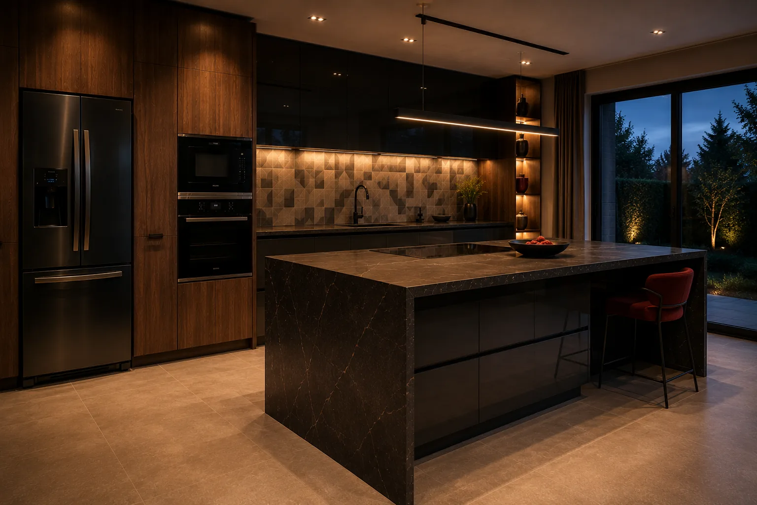 Modular Kitchen interior in the Art Deco Glam style
