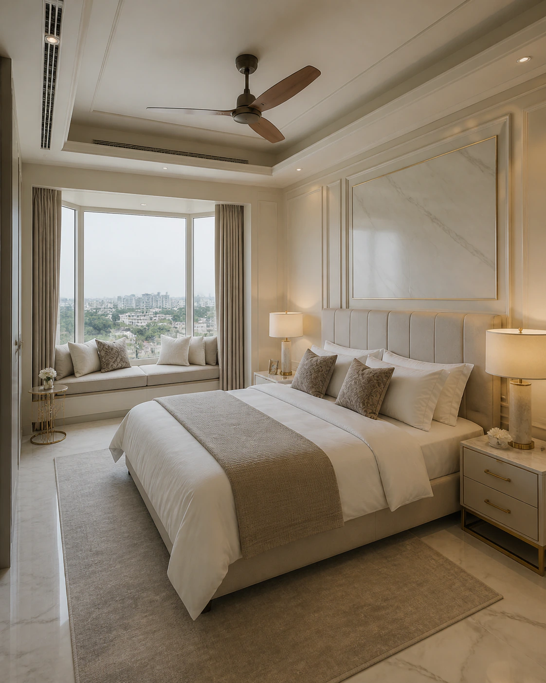 Bay window suite interior in the Classic Luxe style