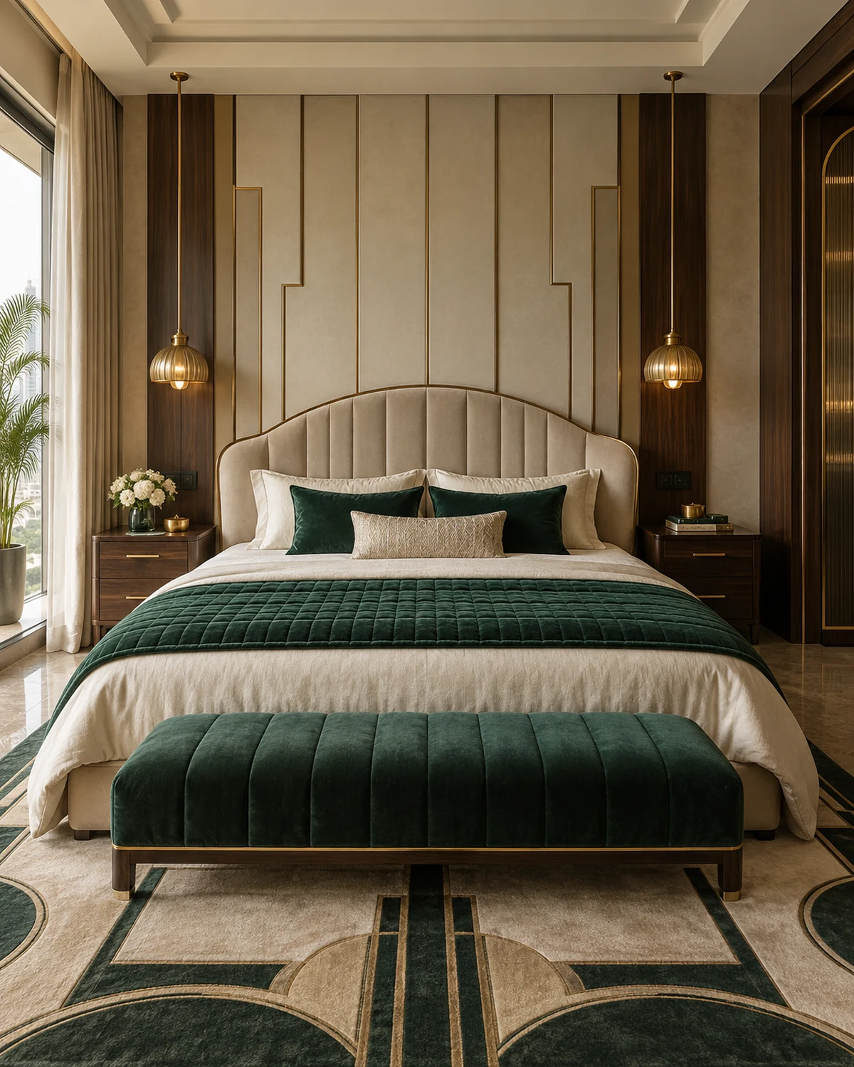 Master Bedroom interior in the Art Deco Glam style