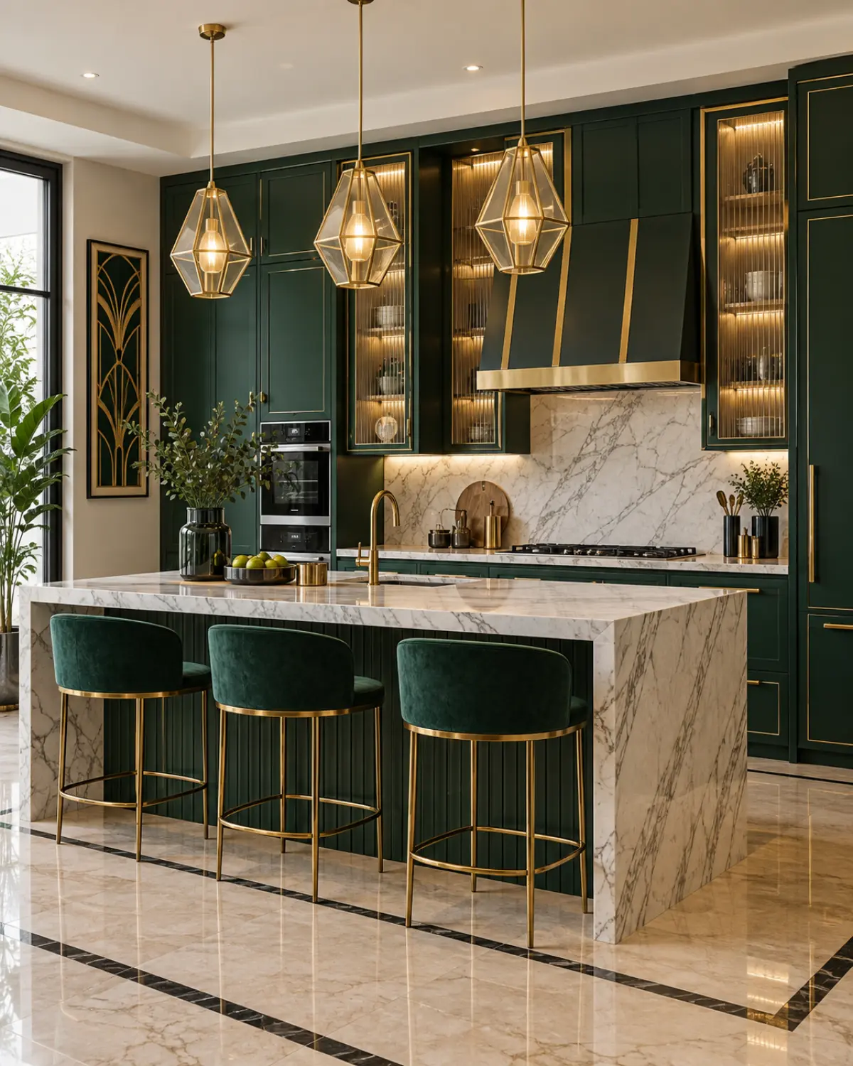 Parallel Kitchen interior in the Art Deco Glam style