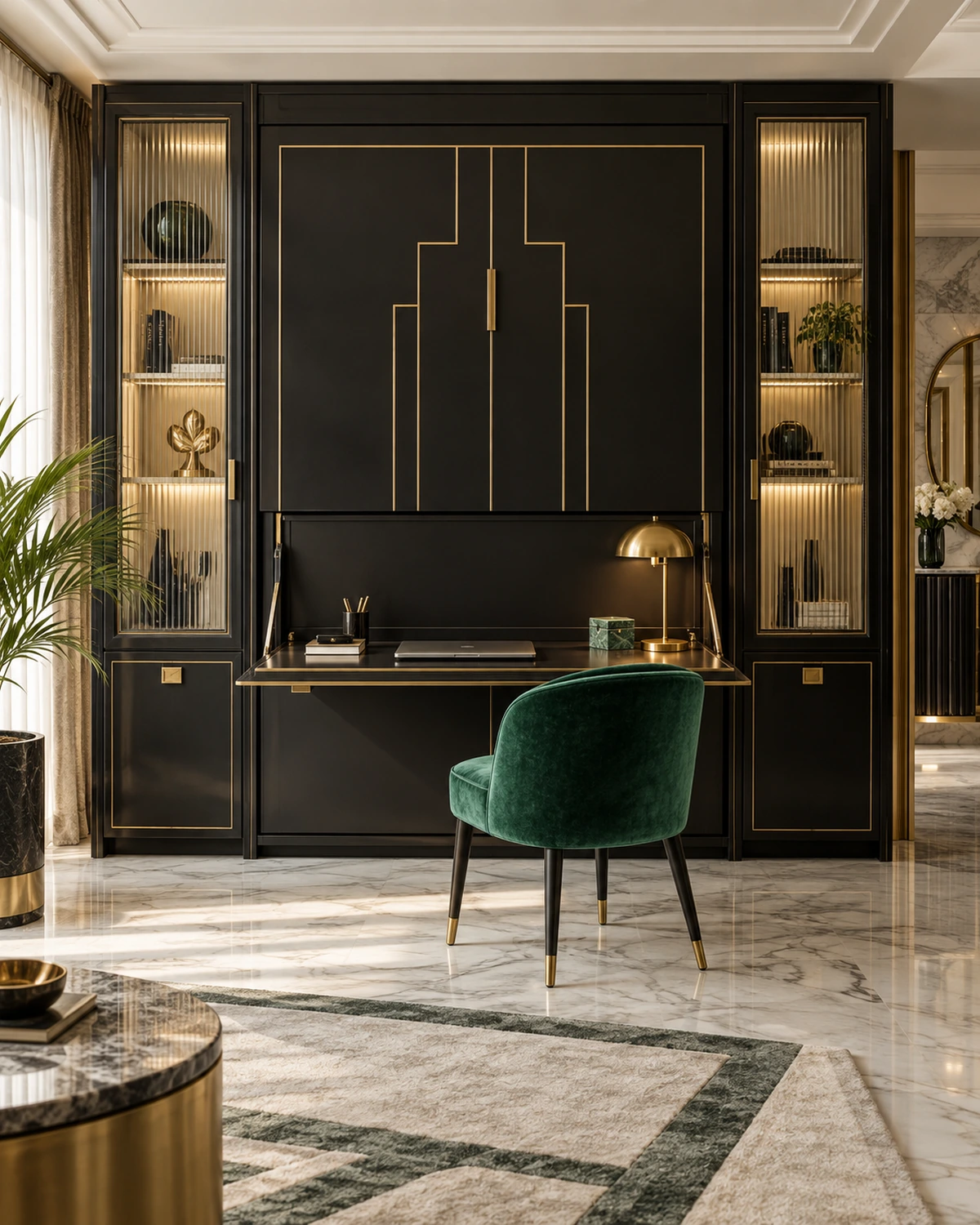 Space Saving interior in the Art Deco Glam style
