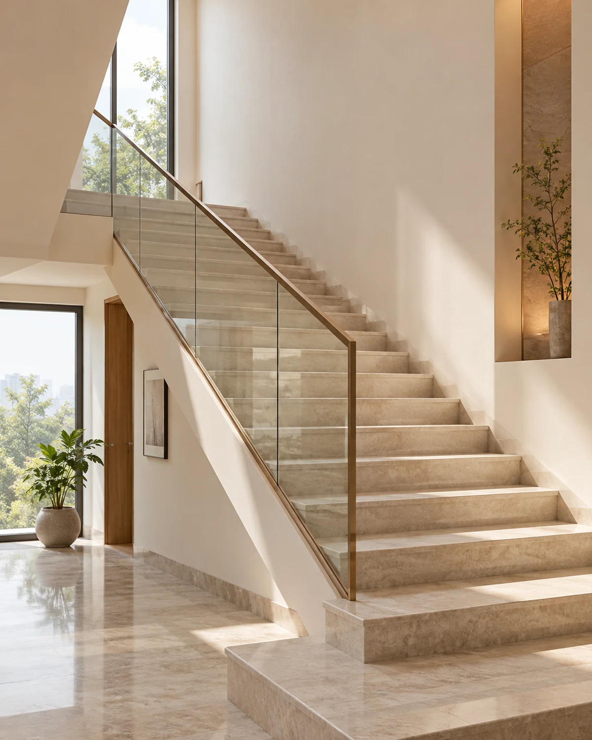 Staircase interior in the Serene Minimal style
