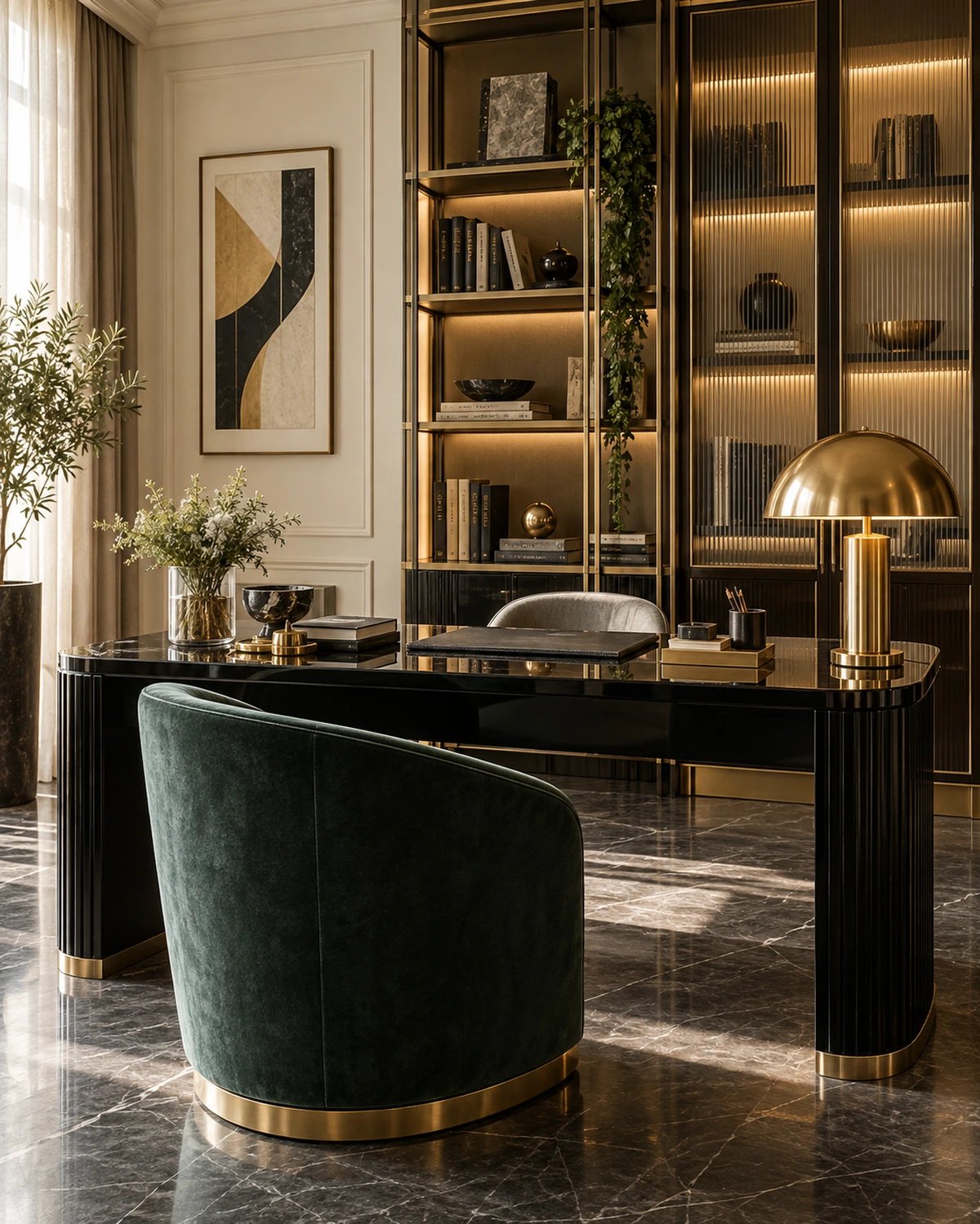Study Room interior in the Art Deco Glam style