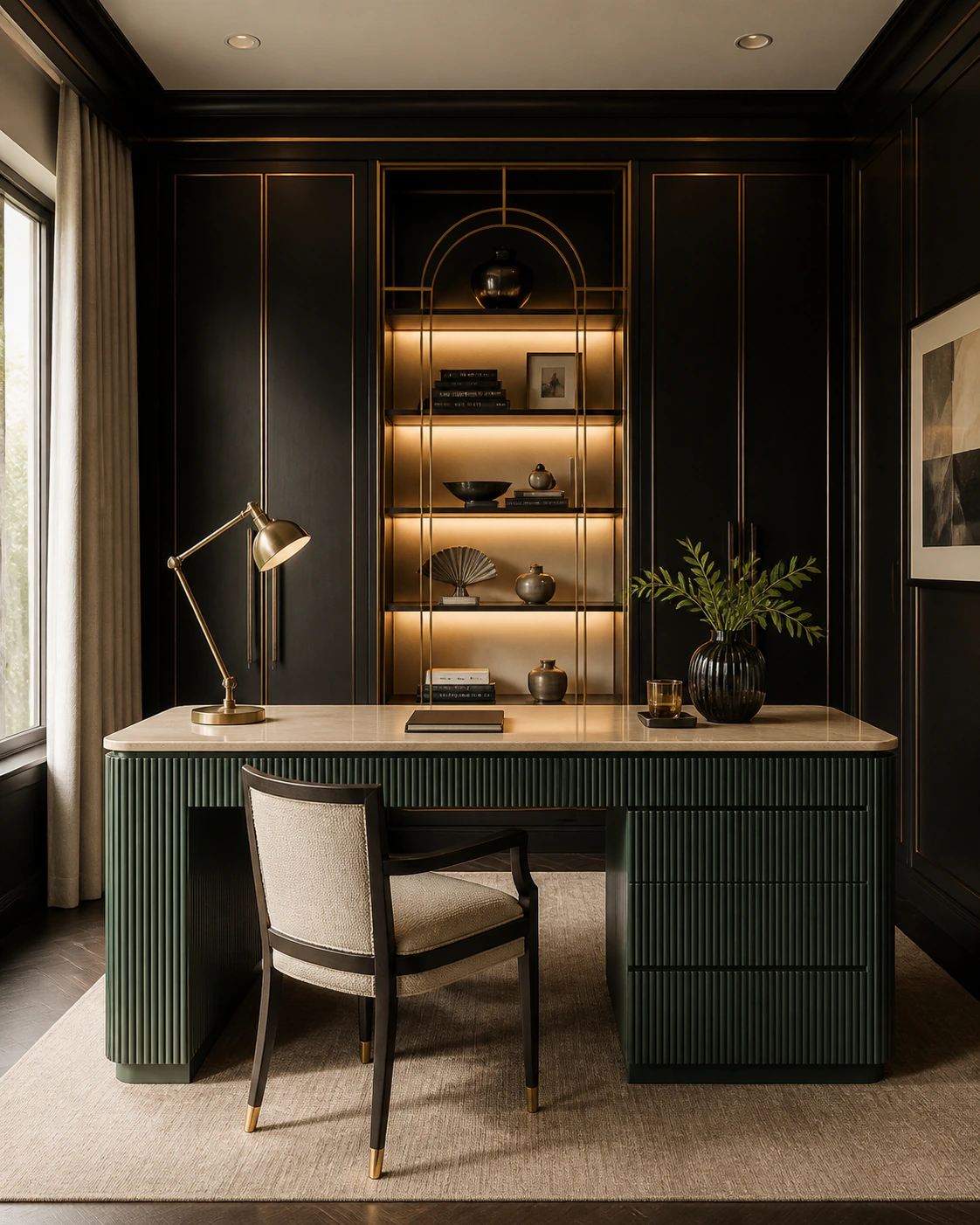 Study Room interior in the Art Deco Glam style
