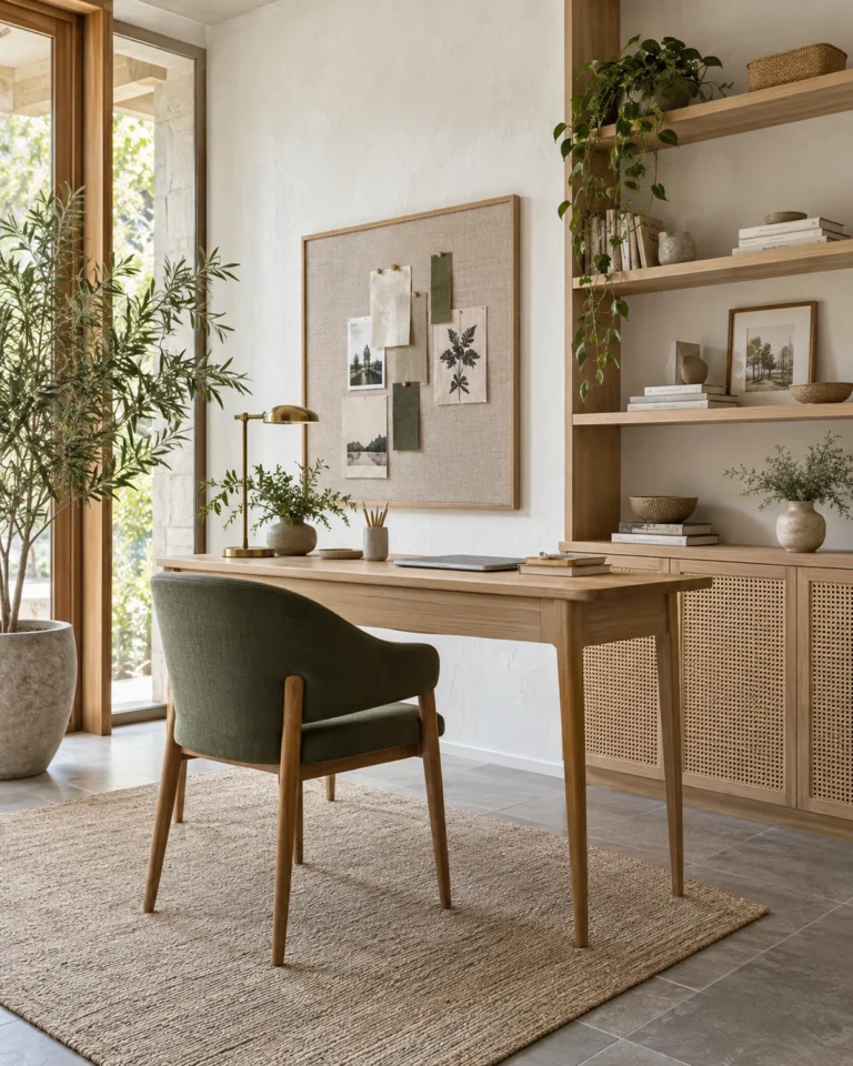Indo-Scandinavian study room design, twin desk for siblings layout, for a home in Koramangala