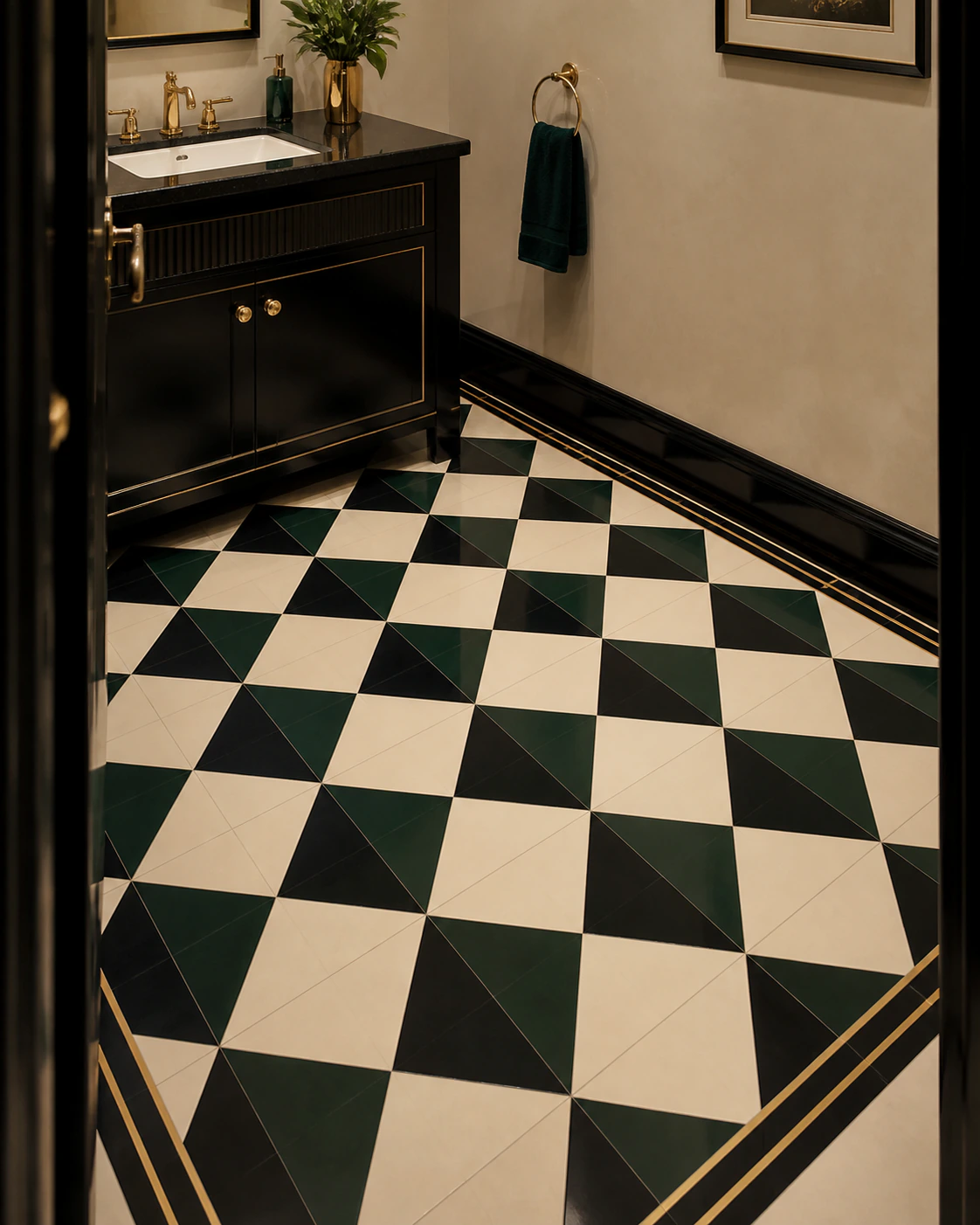 Tile interior in the Art Deco Glam style